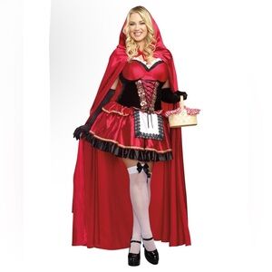 Dreamgirl “ Little Red “ Costume for Women ❤️🖤 Red & Black Dress & Cape 2 pc set